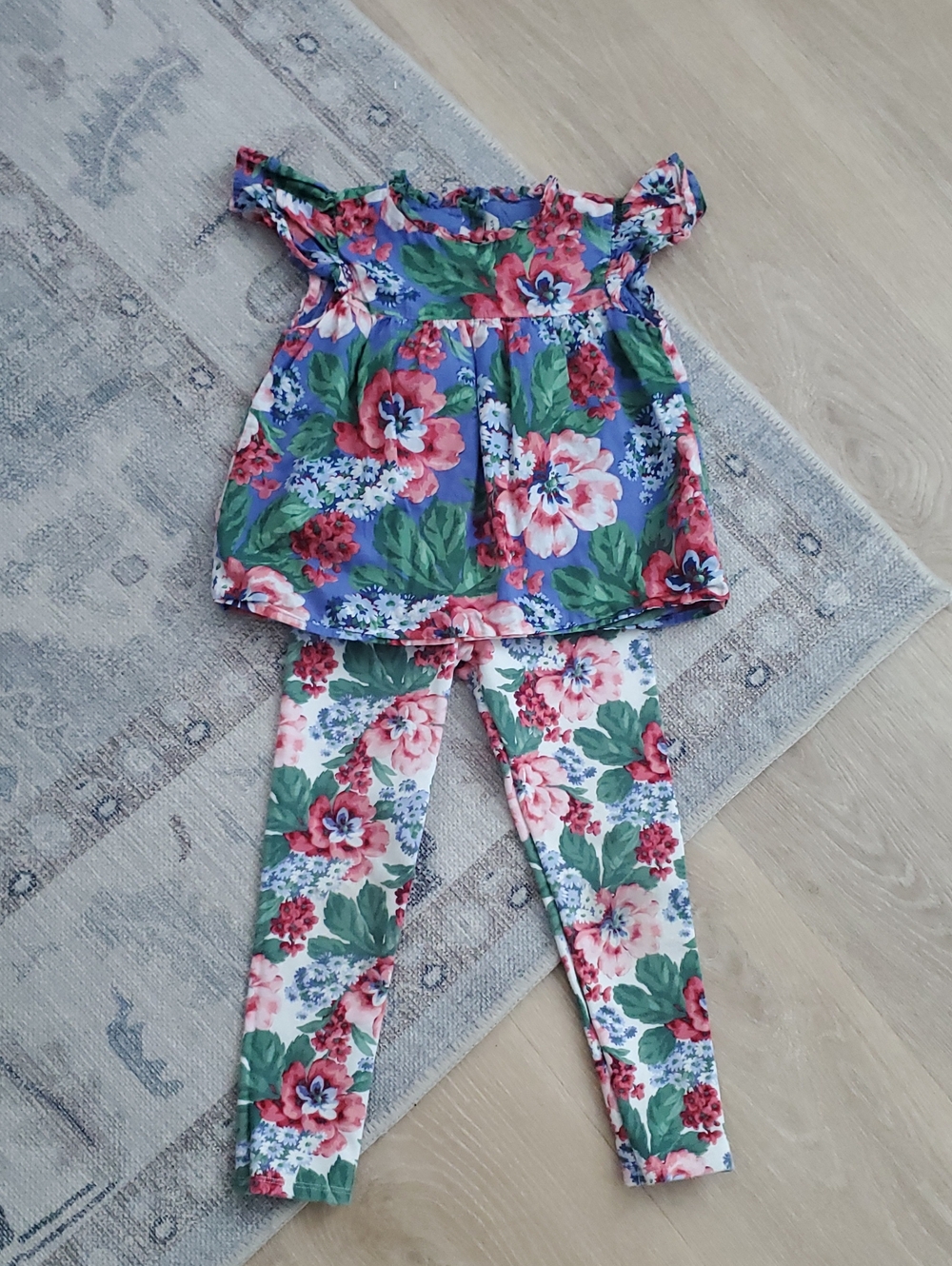 Janie And Jack Girls Floral Shirt Top And Ponte Pants Coordinating Set Sz5
